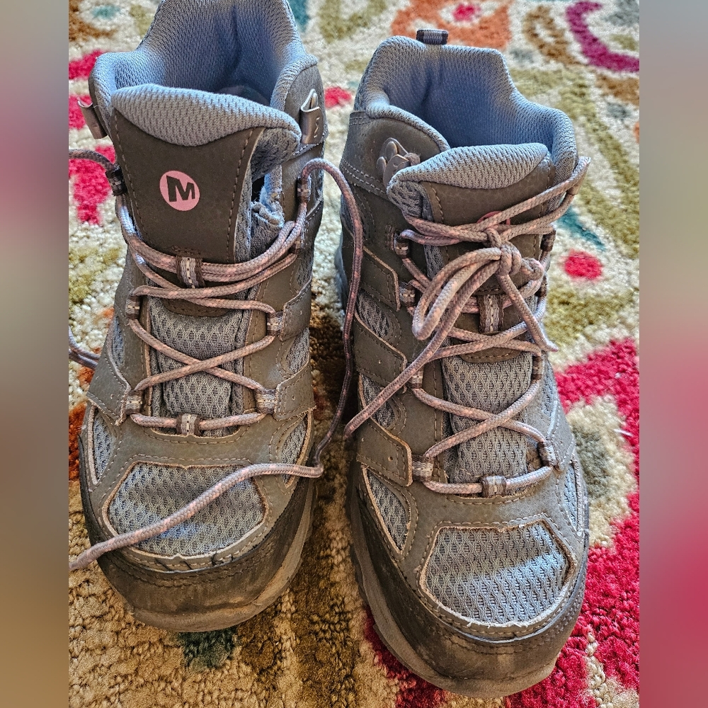 Merrell Kids Gray and Pink Hiking Boots